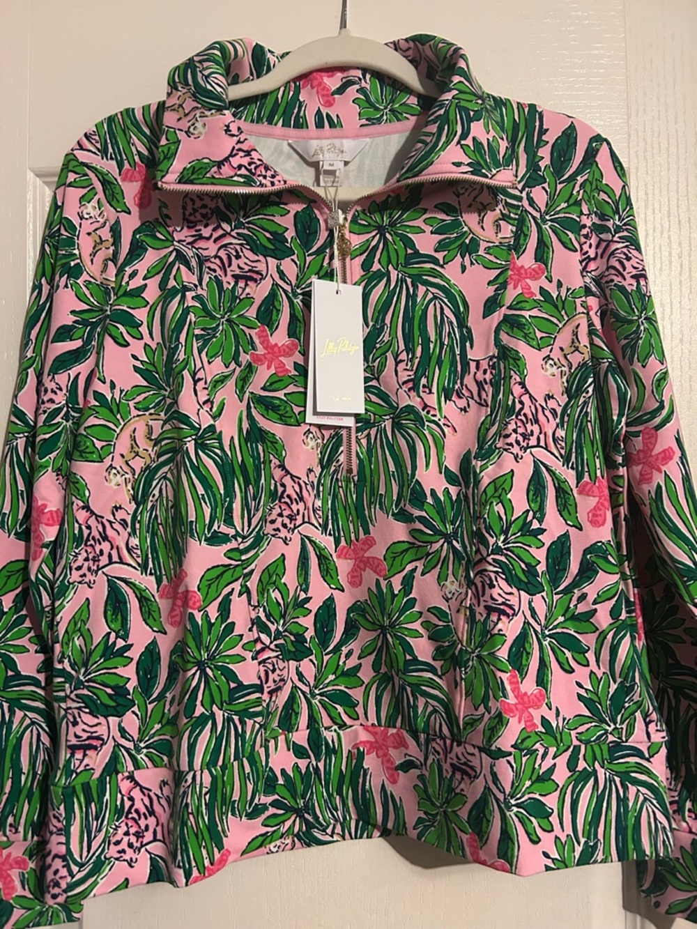 Lilly Pulitzer Eleni Pullover Conch Shell Pink Roaring with Joy Medium New